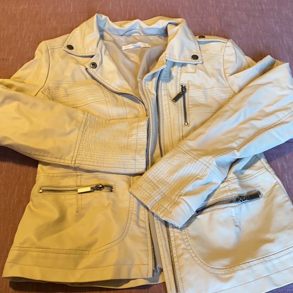 Cream colored fake leather jacket